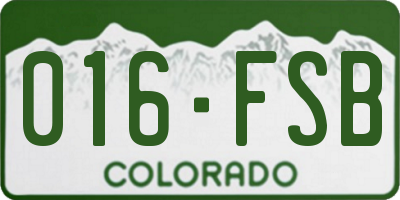 CO license plate 016FSB