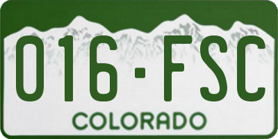 CO license plate 016FSC