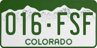 CO license plate 016FSF