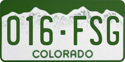 CO license plate 016FSG