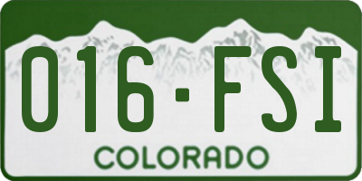 CO license plate 016FSI