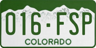 CO license plate 016FSP