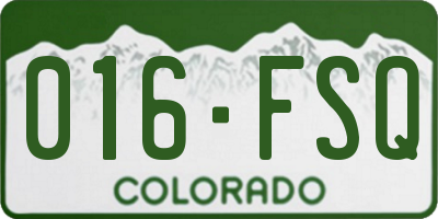 CO license plate 016FSQ