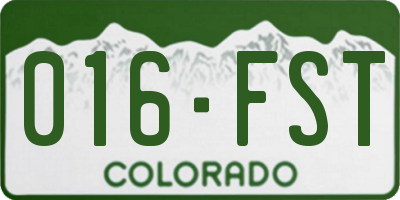 CO license plate 016FST