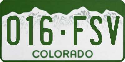 CO license plate 016FSV