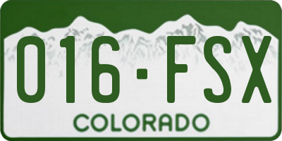 CO license plate 016FSX