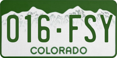 CO license plate 016FSY