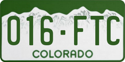 CO license plate 016FTC