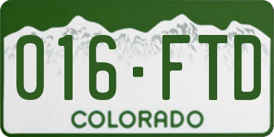CO license plate 016FTD