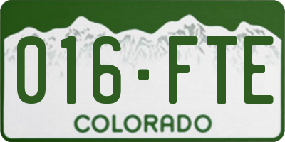 CO license plate 016FTE
