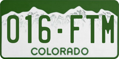 CO license plate 016FTM