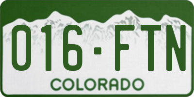 CO license plate 016FTN