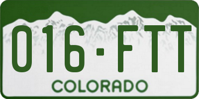 CO license plate 016FTT