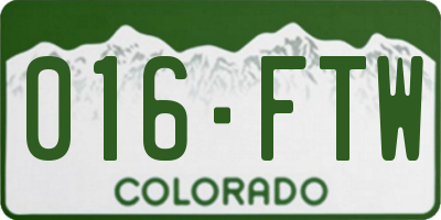 CO license plate 016FTW