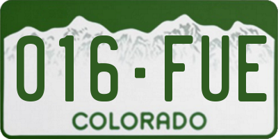 CO license plate 016FUE