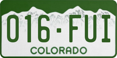 CO license plate 016FUI