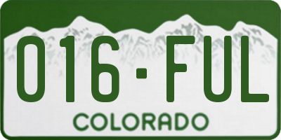 CO license plate 016FUL