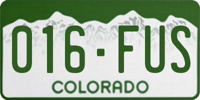 CO license plate 016FUS