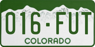 CO license plate 016FUT