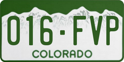 CO license plate 016FVP
