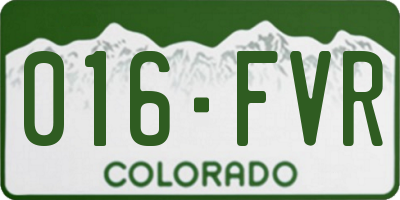 CO license plate 016FVR