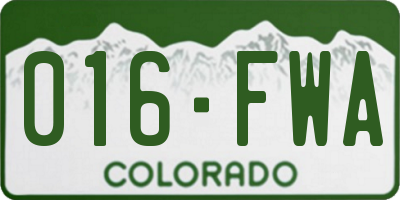 CO license plate 016FWA
