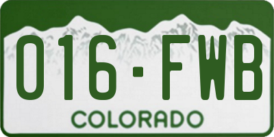 CO license plate 016FWB