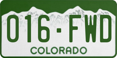 CO license plate 016FWD