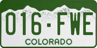 CO license plate 016FWE