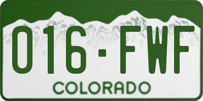 CO license plate 016FWF