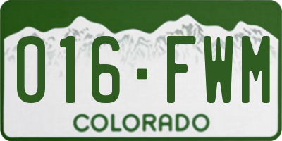 CO license plate 016FWM