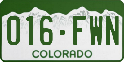 CO license plate 016FWN