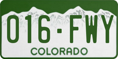 CO license plate 016FWY
