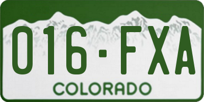 CO license plate 016FXA