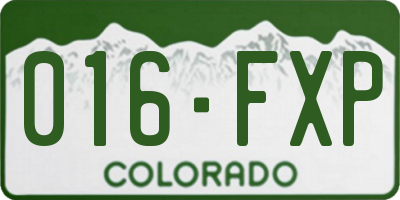 CO license plate 016FXP