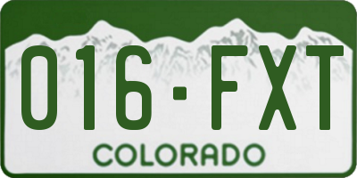 CO license plate 016FXT