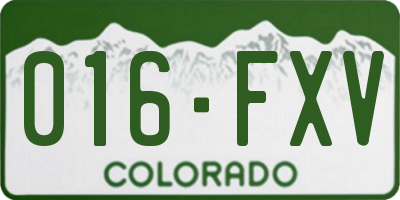 CO license plate 016FXV