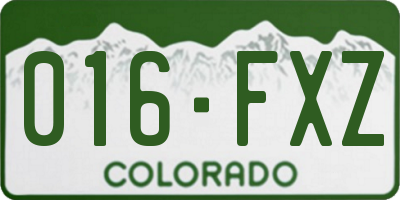 CO license plate 016FXZ