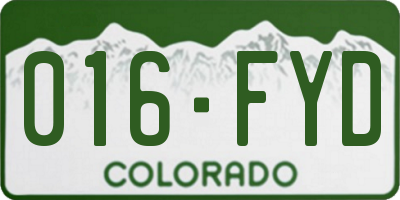CO license plate 016FYD