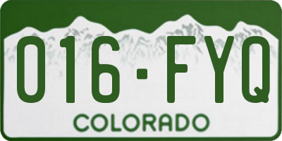 CO license plate 016FYQ