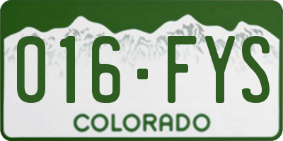 CO license plate 016FYS