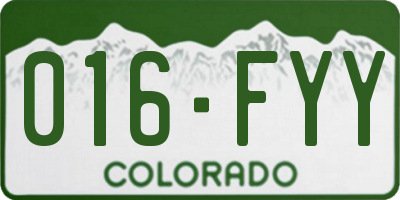 CO license plate 016FYY