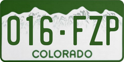 CO license plate 016FZP