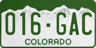 CO license plate 016GAC