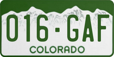 CO license plate 016GAF