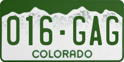 CO license plate 016GAG