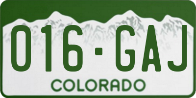 CO license plate 016GAJ