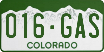 CO license plate 016GAS