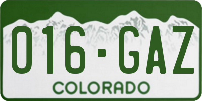 CO license plate 016GAZ