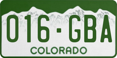CO license plate 016GBA
